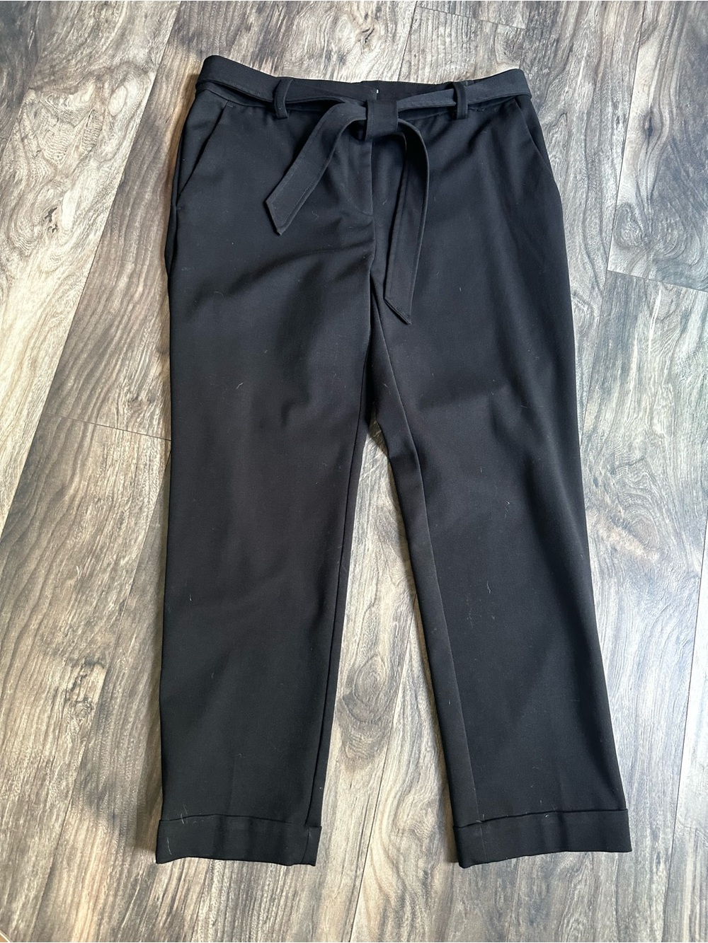 LOFT Black Devin Tie-Waist Ankle Pants